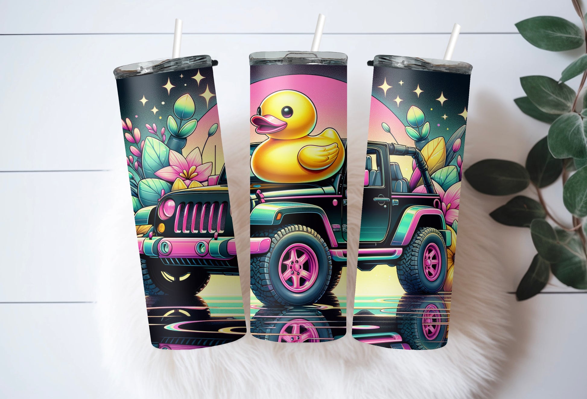 Happy Duck Tumbler 20 oz Skinny Yellow Duck Travel Cup - Sippincity