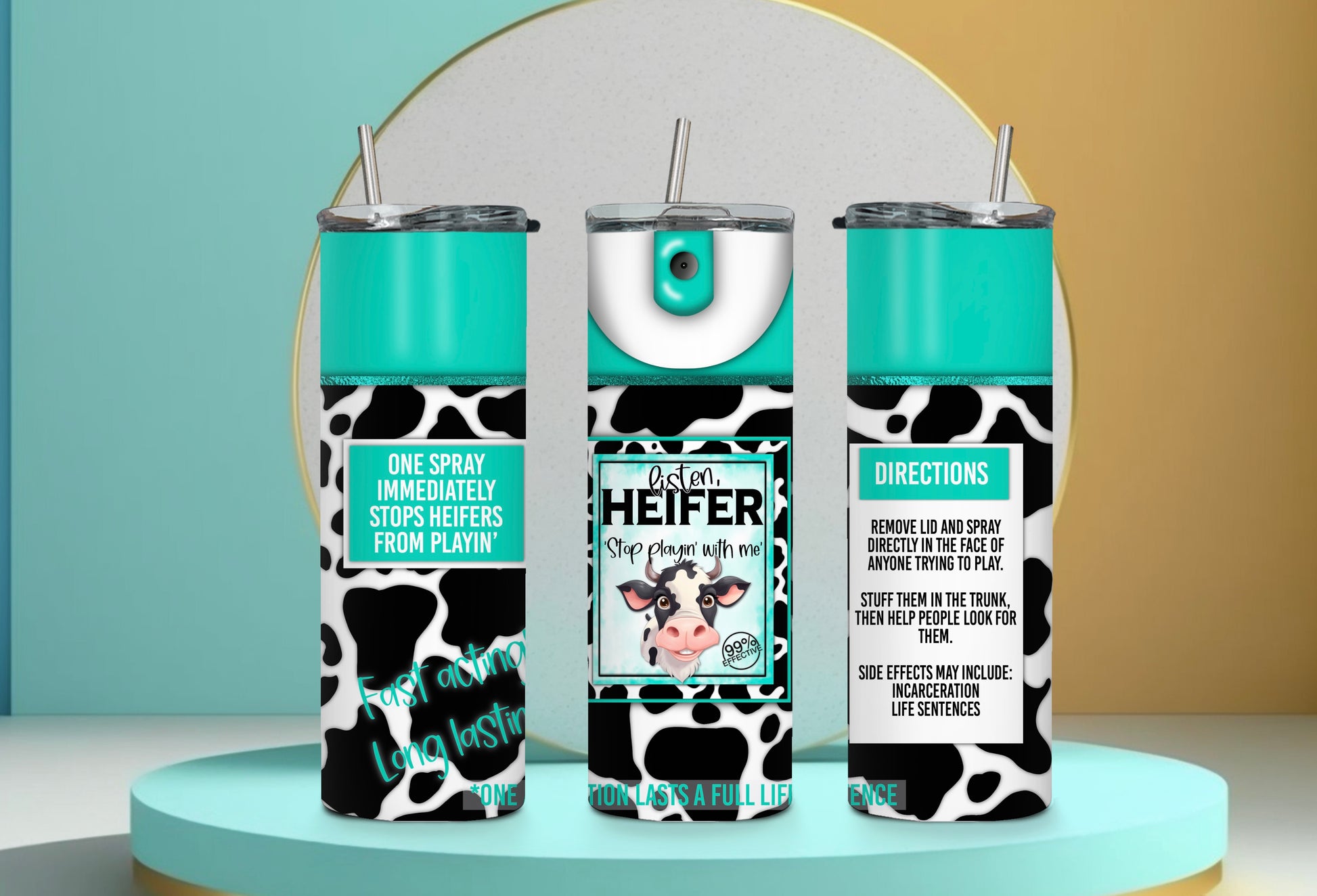Listen Heifer 20 oz Skinny Tumbler – Funny Cow Print Cup, Sassy Farm Gift, Western Country Drinkware - Sippincity