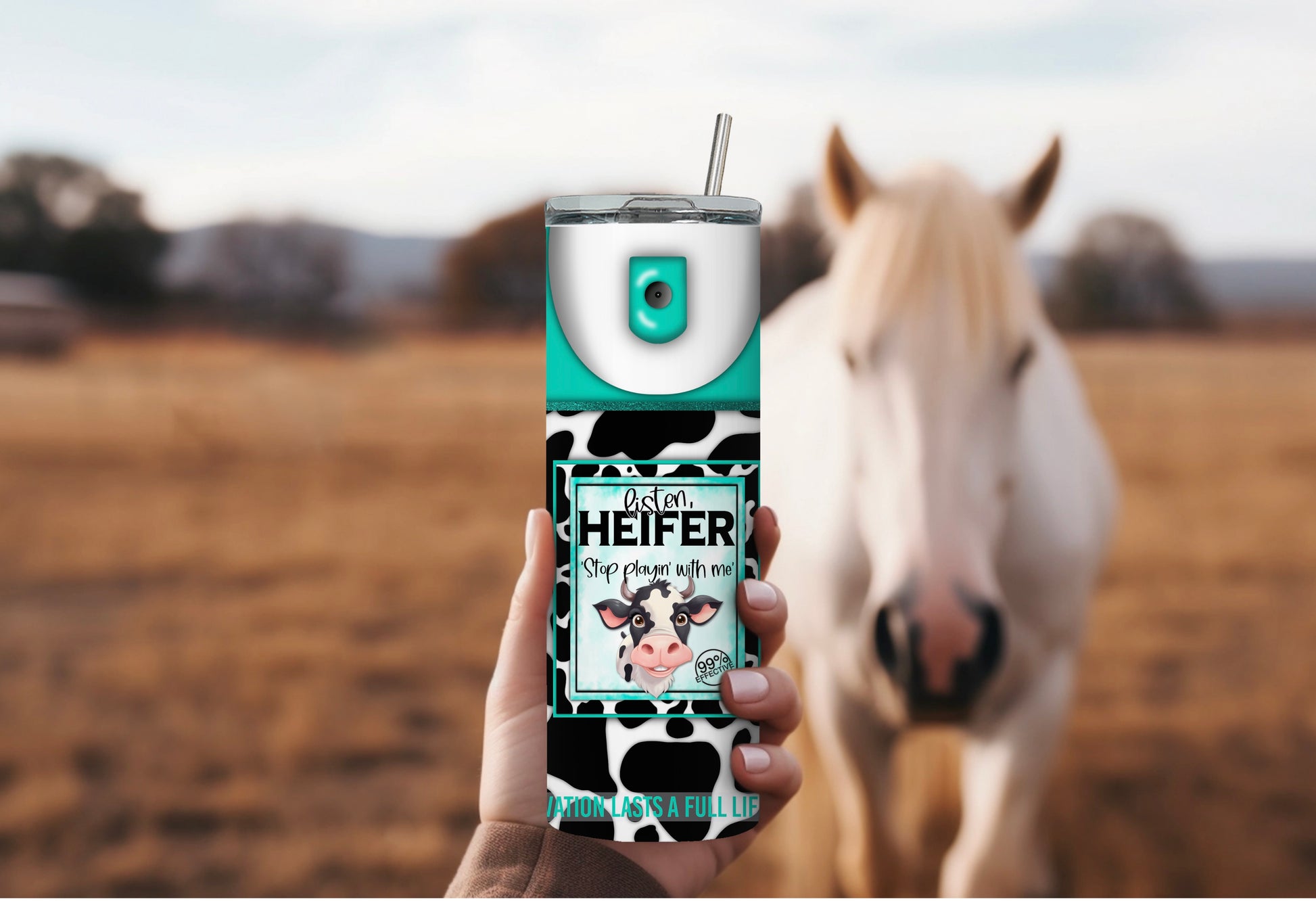 Listen Heifer 20 oz Skinny Tumbler – Funny Cow Print Cup, Sassy Farm Gift, Western Country Drinkware - Sippincity