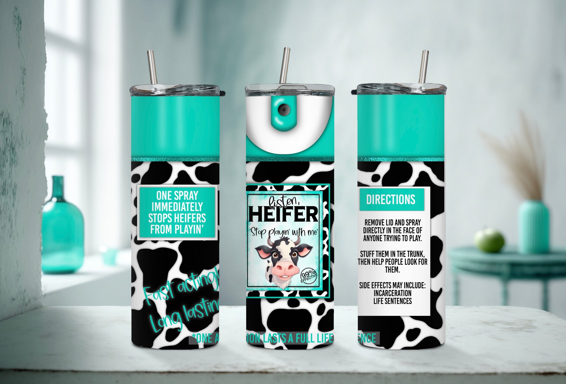 Listen Heifer 20 oz Skinny Tumbler – Funny Cow Print Cup, Sassy Farm Gift, Western Country Drinkware - Sippincity