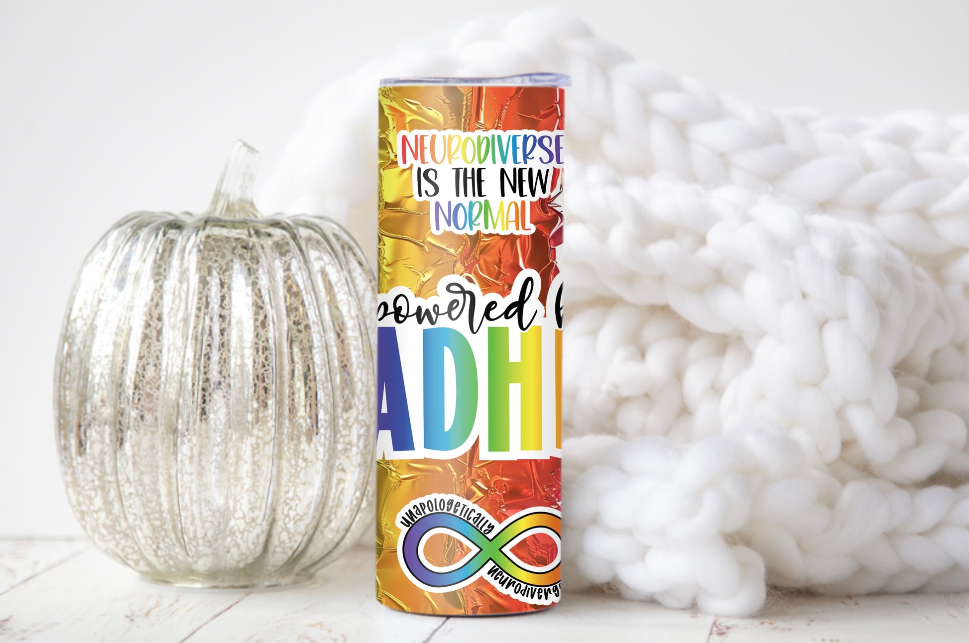 Powered by ADHD Tumbler - Neurodivergent Drinkware for Focus & Fun - Sippincity