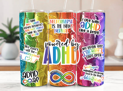 Powered by ADHD Tumbler - Neurodivergent Drinkware for Focus & Fun - Sippincity