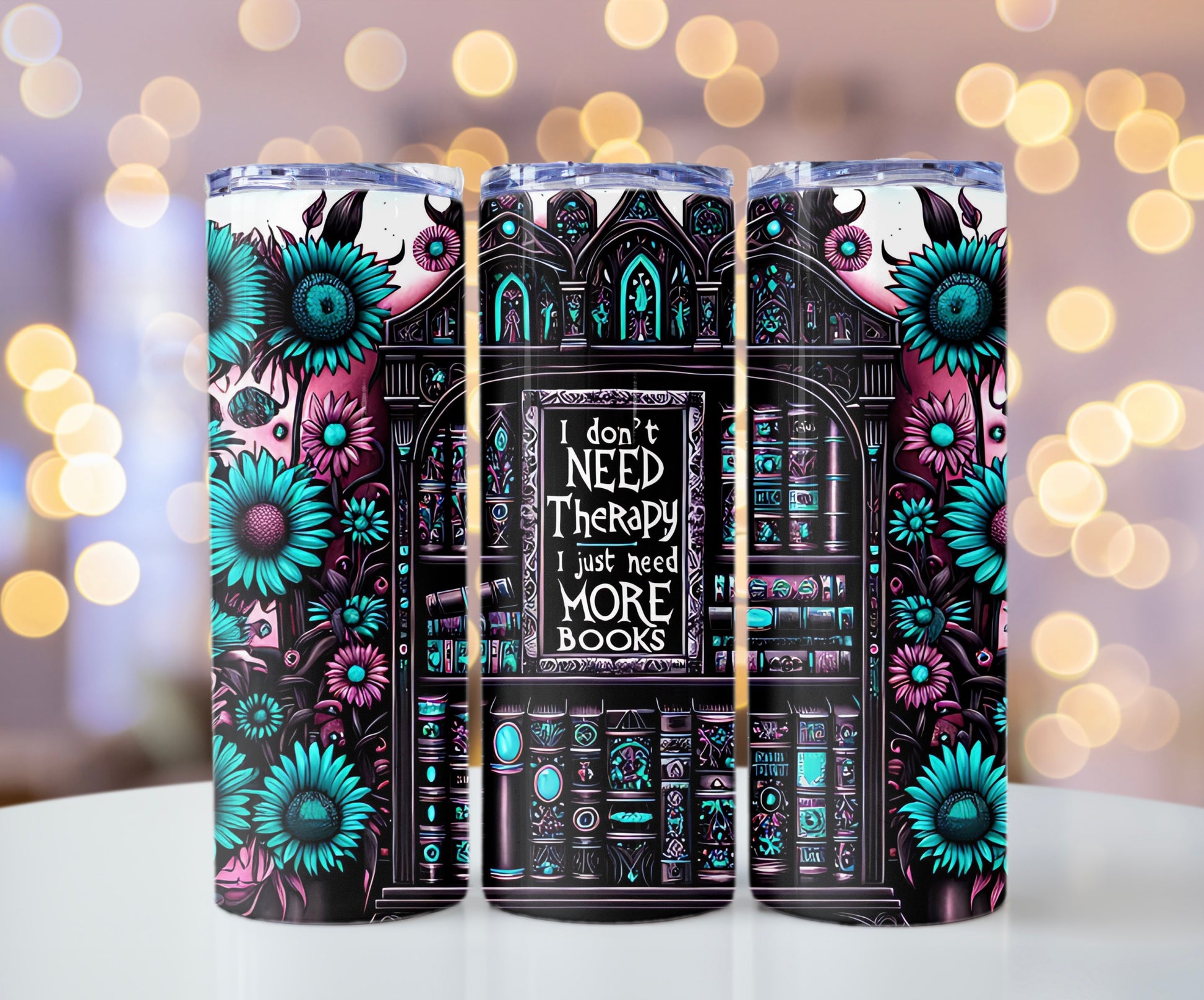Reading Lover Tumbler - I Don’t Need More Therapy, I Just Need Books - Bookish Gift Idea - Sippincity