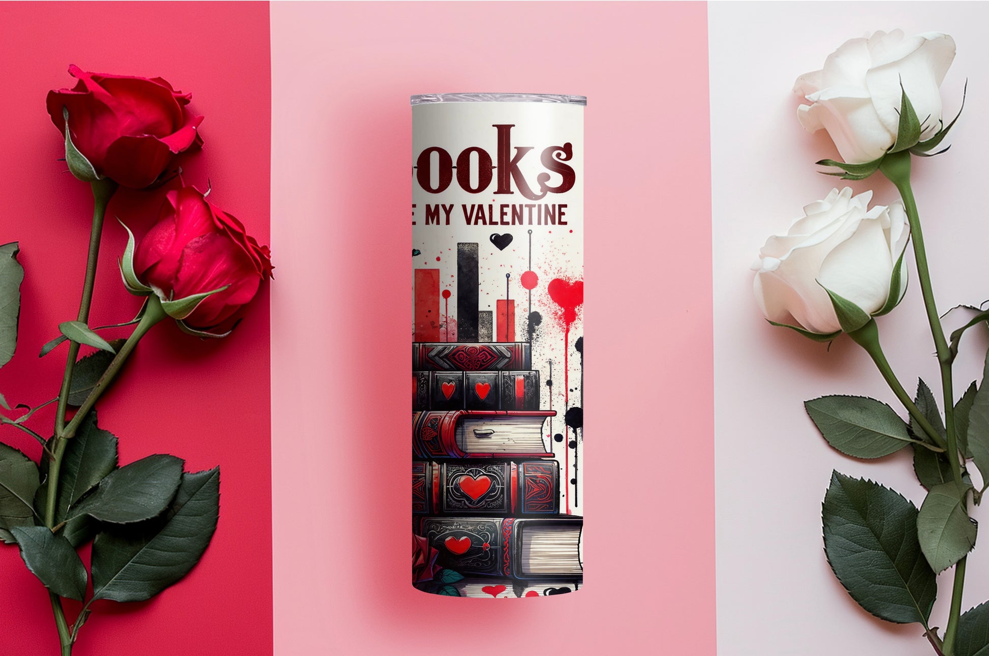 Romantic Book-Themed 20 oz Tumbler – Books Are My Valentine - Sippincity