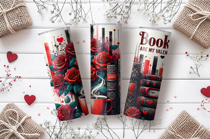 Romantic Book-Themed 20 oz Tumbler – Books Are My Valentine - Sippincity