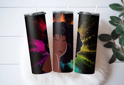 Tumbler Drinkware - Afrocentric Black Beauty Color Splash 20oz - Sippincity