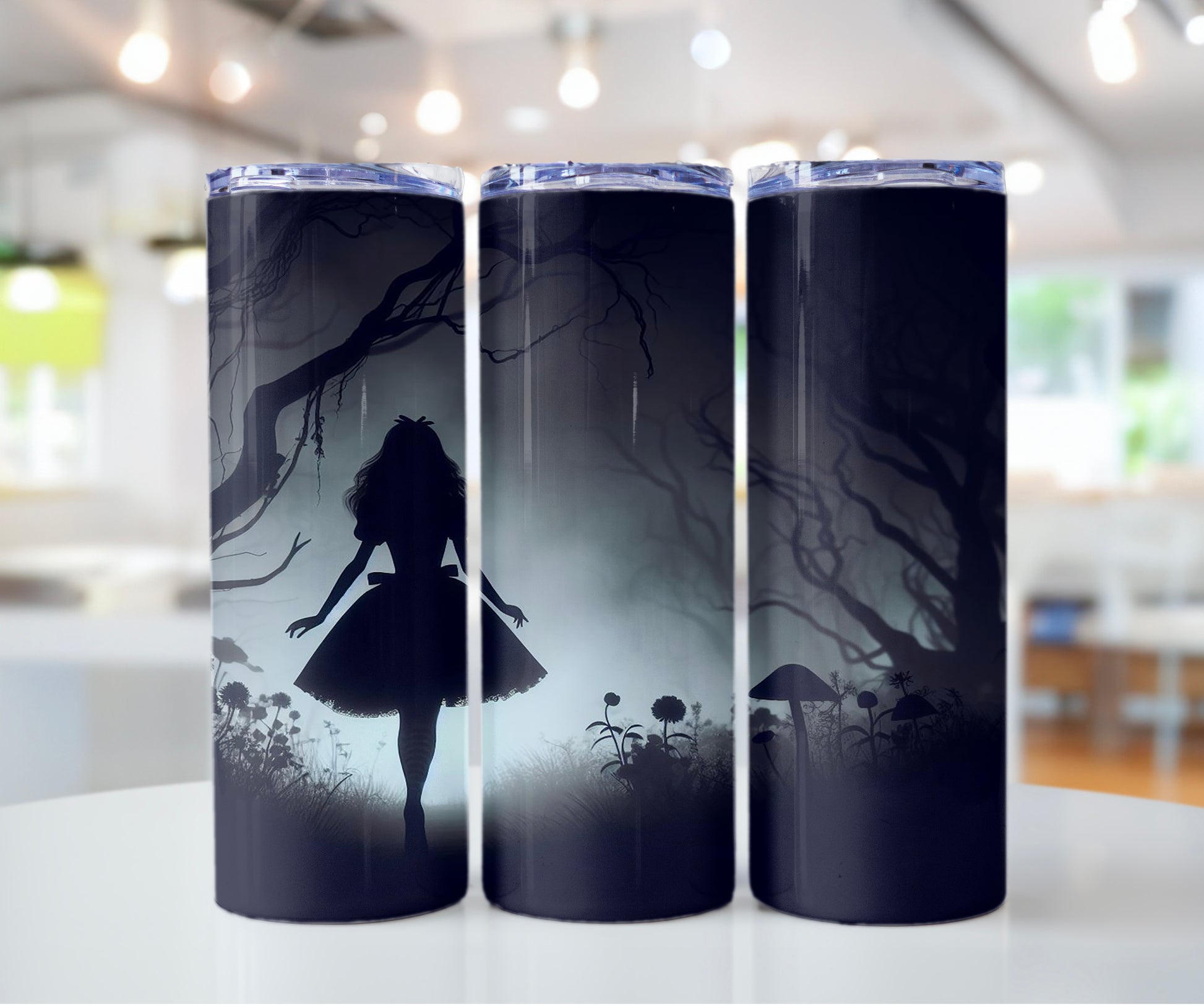 Wonderland Glow-in-the-Dark Coffee Tumbler | 20 Oz Skinny Stainless Mug - Sippincity