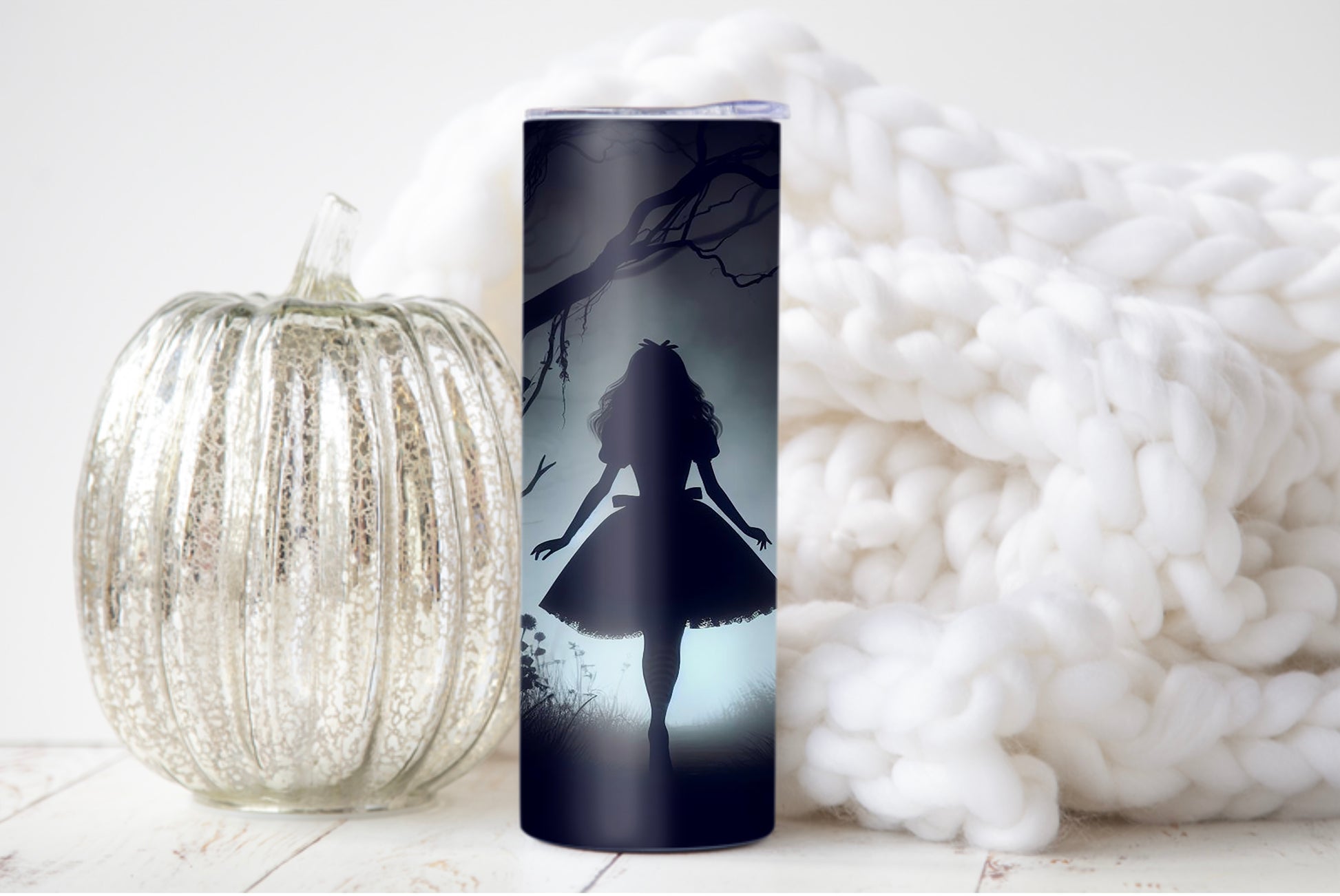 Wonderland Glow-in-the-Dark Coffee Tumbler | 20 Oz Skinny Stainless Mug - Sippincity