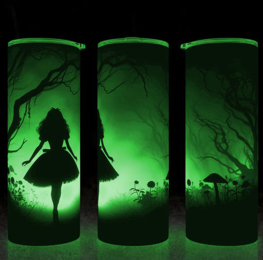 Wonderland Glow-in-the-Dark Coffee Tumbler | 20 Oz Skinny Stainless Mug - Sippincity