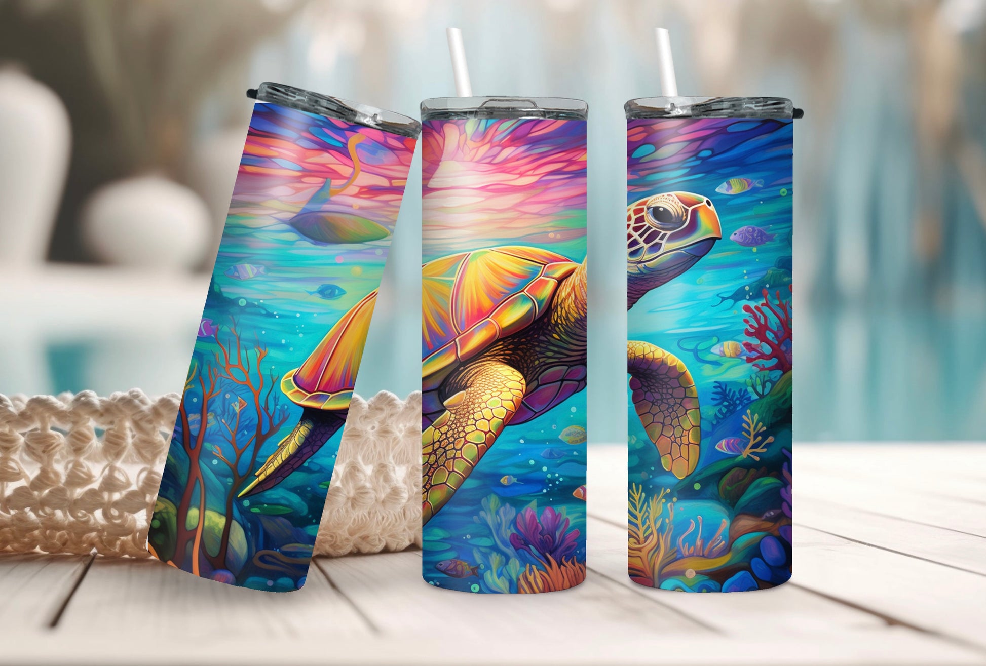 Ocean Sea Turtle 20 oz Tumbler – Stunning Marine Life Design - Sippincity