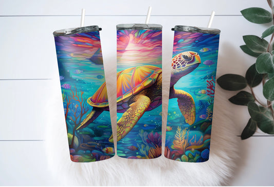 Ocean Sea Turtle 20 oz Tumbler – Stunning Marine Life Design - Sippincity