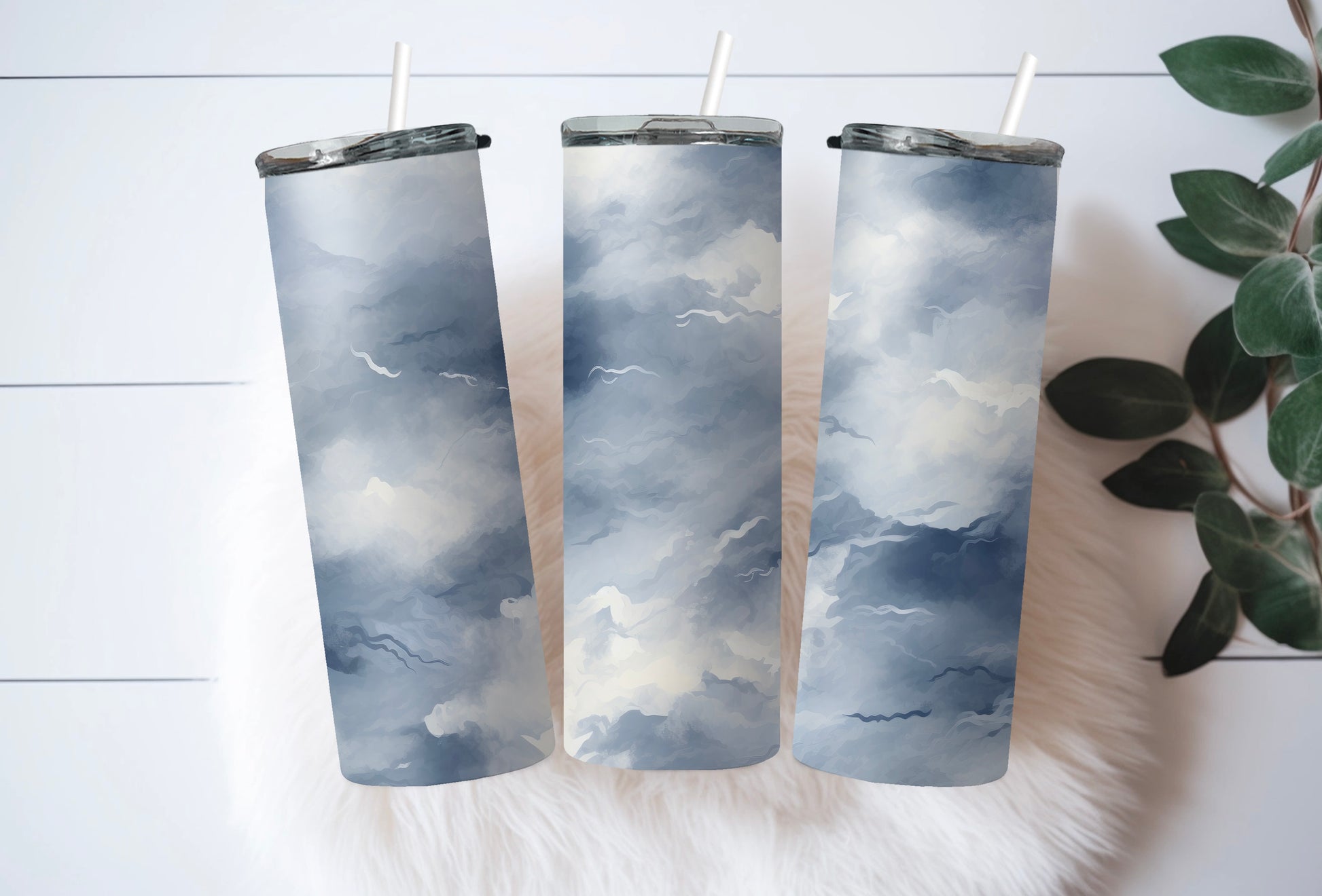 Stormy Sky Tumbler - 20oz Cloudy Blue Travel Cup for Coffee & Tea - Sippincity