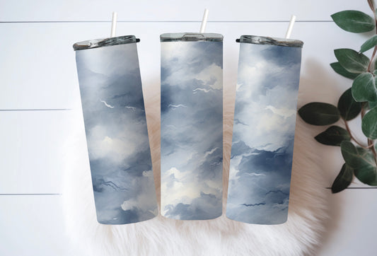 Stormy Sky Tumbler - 20oz Cloudy Blue Travel Cup for Coffee & Tea - Sippincity