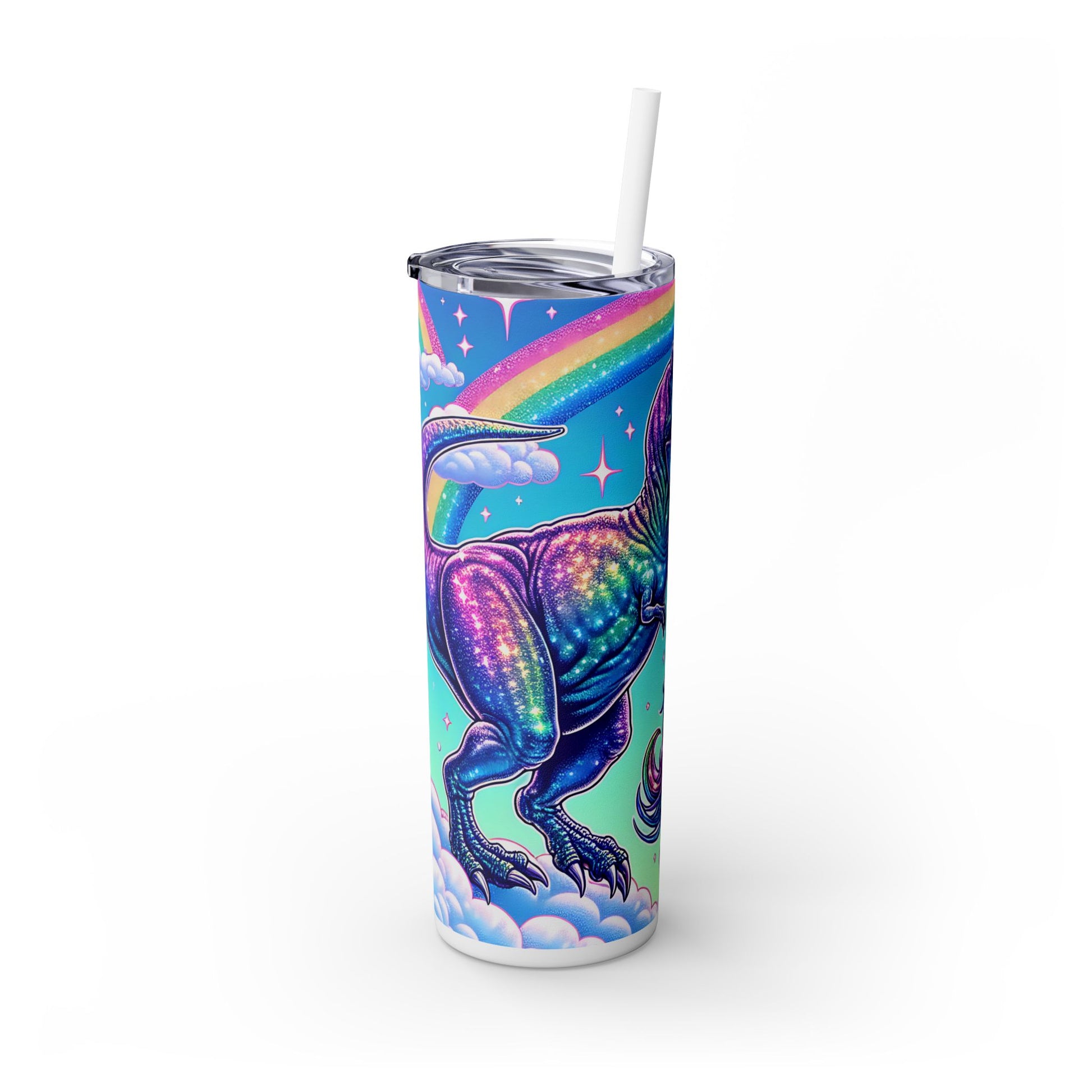 Funny T-Rex Dinosaur and Unicorn Rainbow 20 oz Skinny Tumbler – Perfect Gift Idea - Sippincity