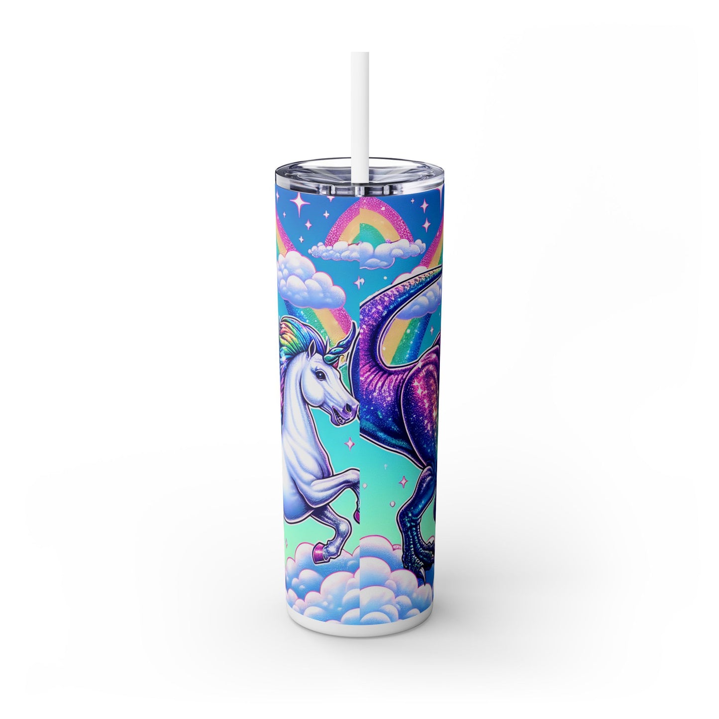 Funny T-Rex Dinosaur and Unicorn Rainbow 20 oz Skinny Tumbler – Perfect Gift Idea - Sippincity