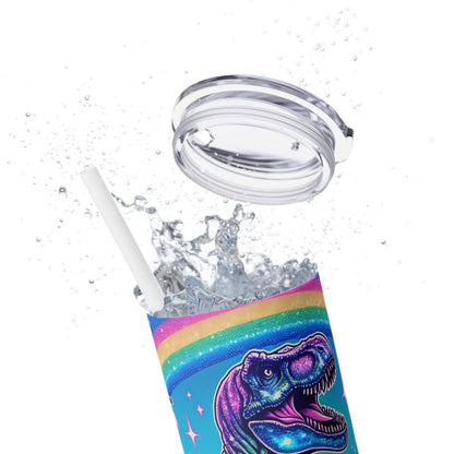 Funny T-Rex Dinosaur and Unicorn Rainbow 20 oz Skinny Tumbler – Perfect Gift Idea - Sippincity