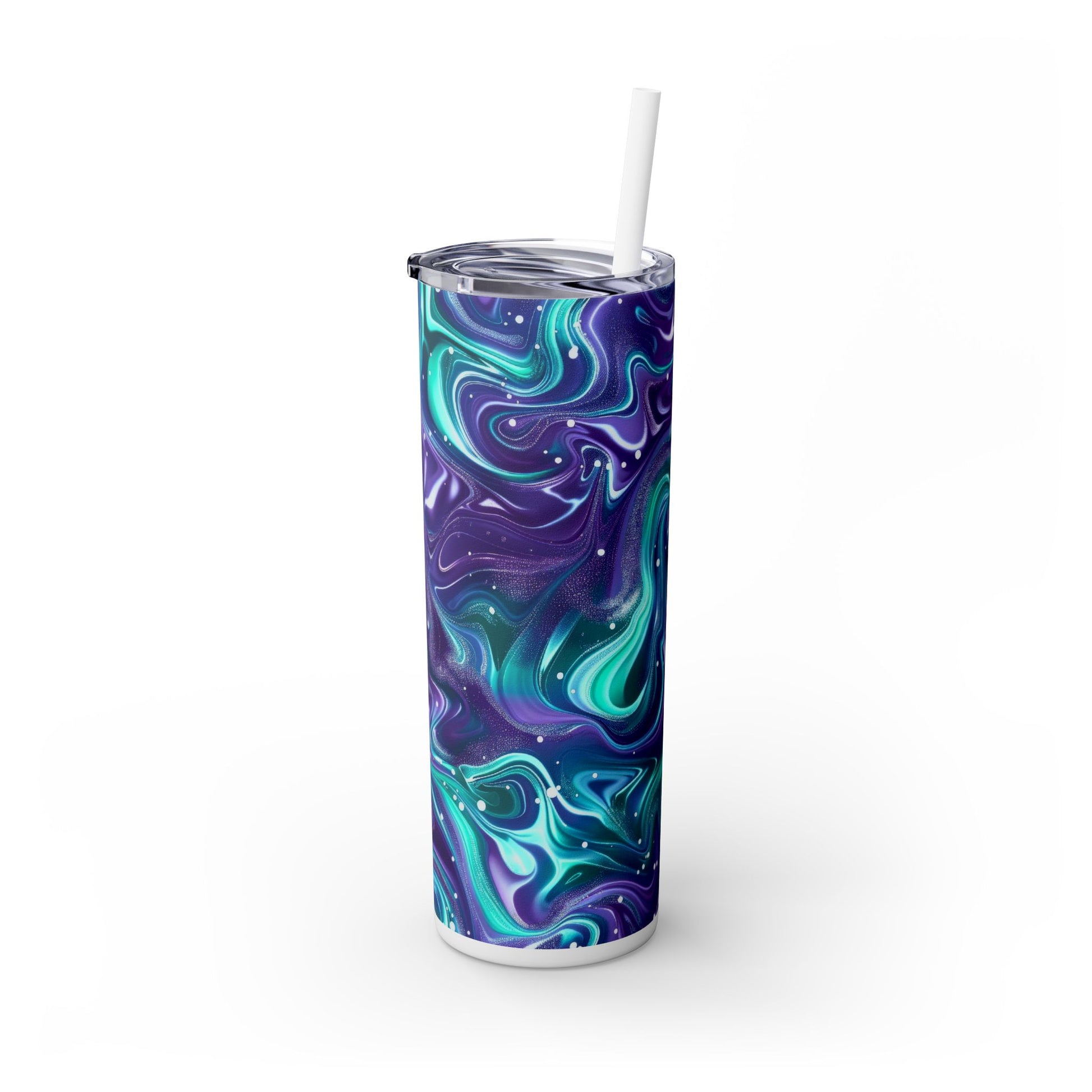 Teal & Purple Galaxy Marble 20 oz Skinny Tumbler | Stainless Steel Travel Mug - Sippincity