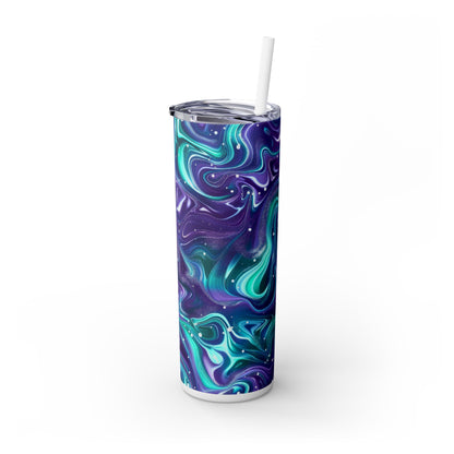 Teal & Purple Galaxy Marble 20 oz Skinny Tumbler | Stainless Steel Travel Mug - Sippincity