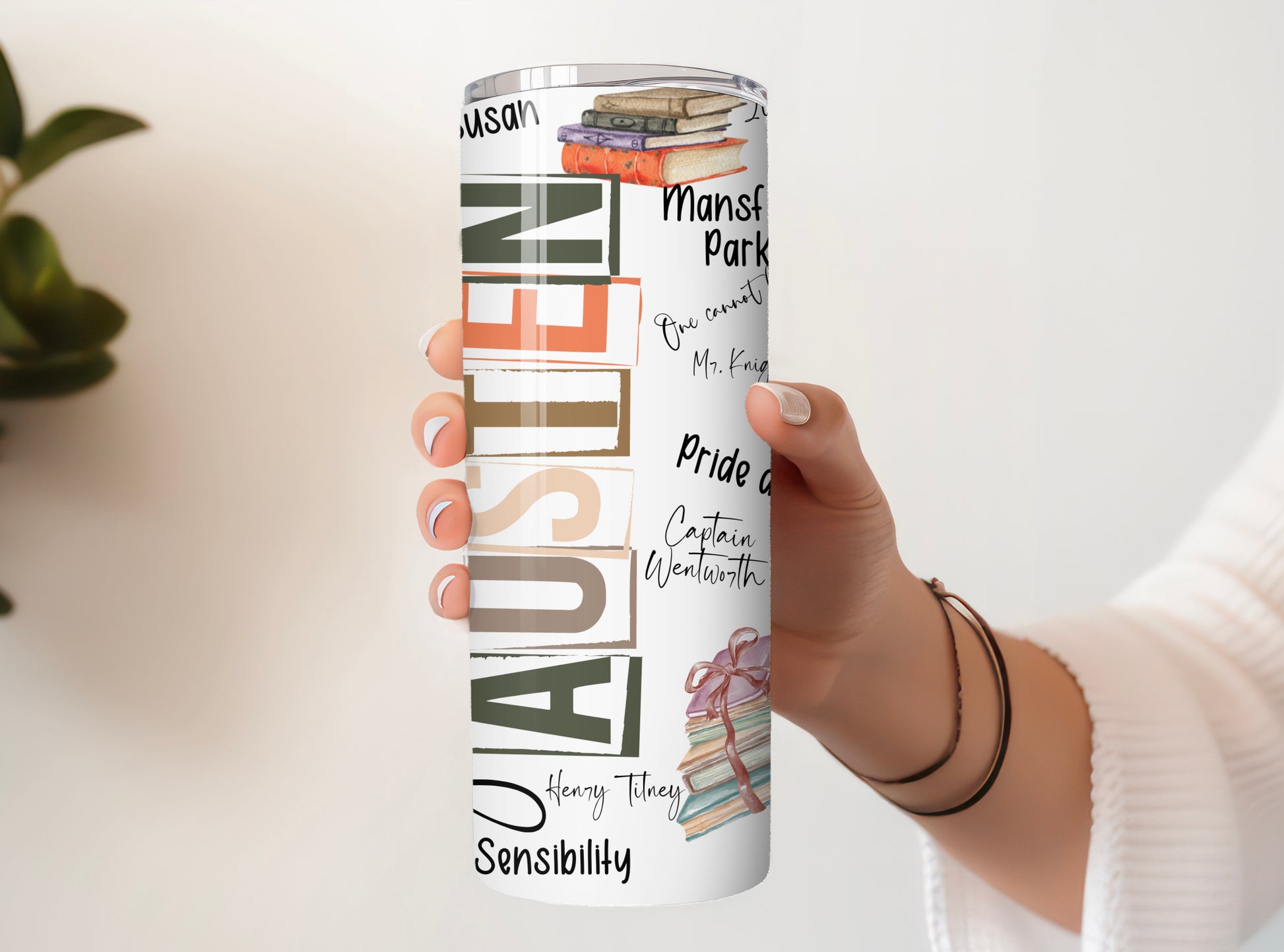 Literary Jane Austen 20 oz Skinny Tumbler with Famous Quotes - Sippincity