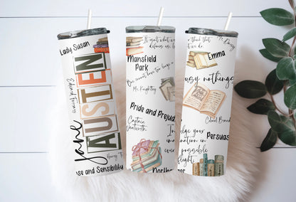 Literary Jane Austen 20 oz Skinny Tumbler with Famous Quotes - Sippincity
