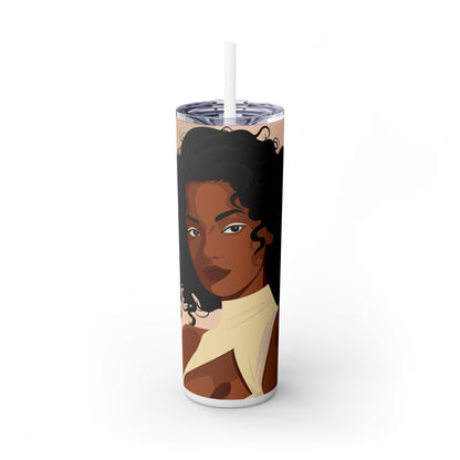 Melanin Poppin 20 oz Skinny Tumbler – Afrocentric Stainless Steel Cup - Sippincity