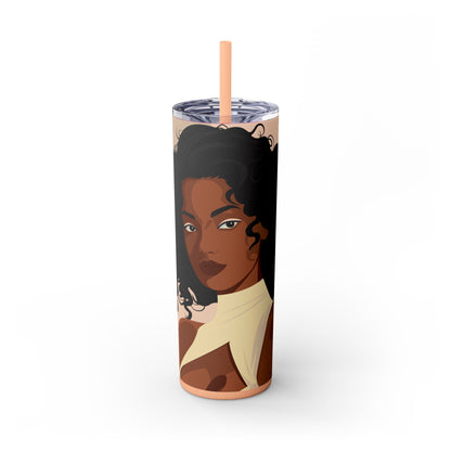 Melanin Poppin 20 oz Skinny Tumbler – Afrocentric Stainless Steel Cup - Sippincity
