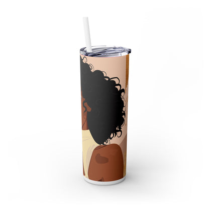 Melanin Poppin 20 oz Skinny Tumbler – Afrocentric Stainless Steel Cup - Sippincity