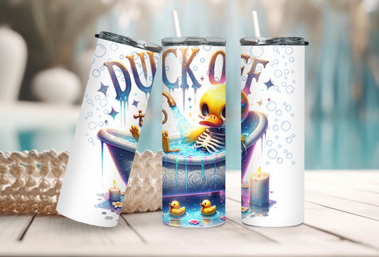 Tumbler Cup - Duck Off 20 oz Skinny Tumbler with Straw, Funny Duck Gift - Sippincity